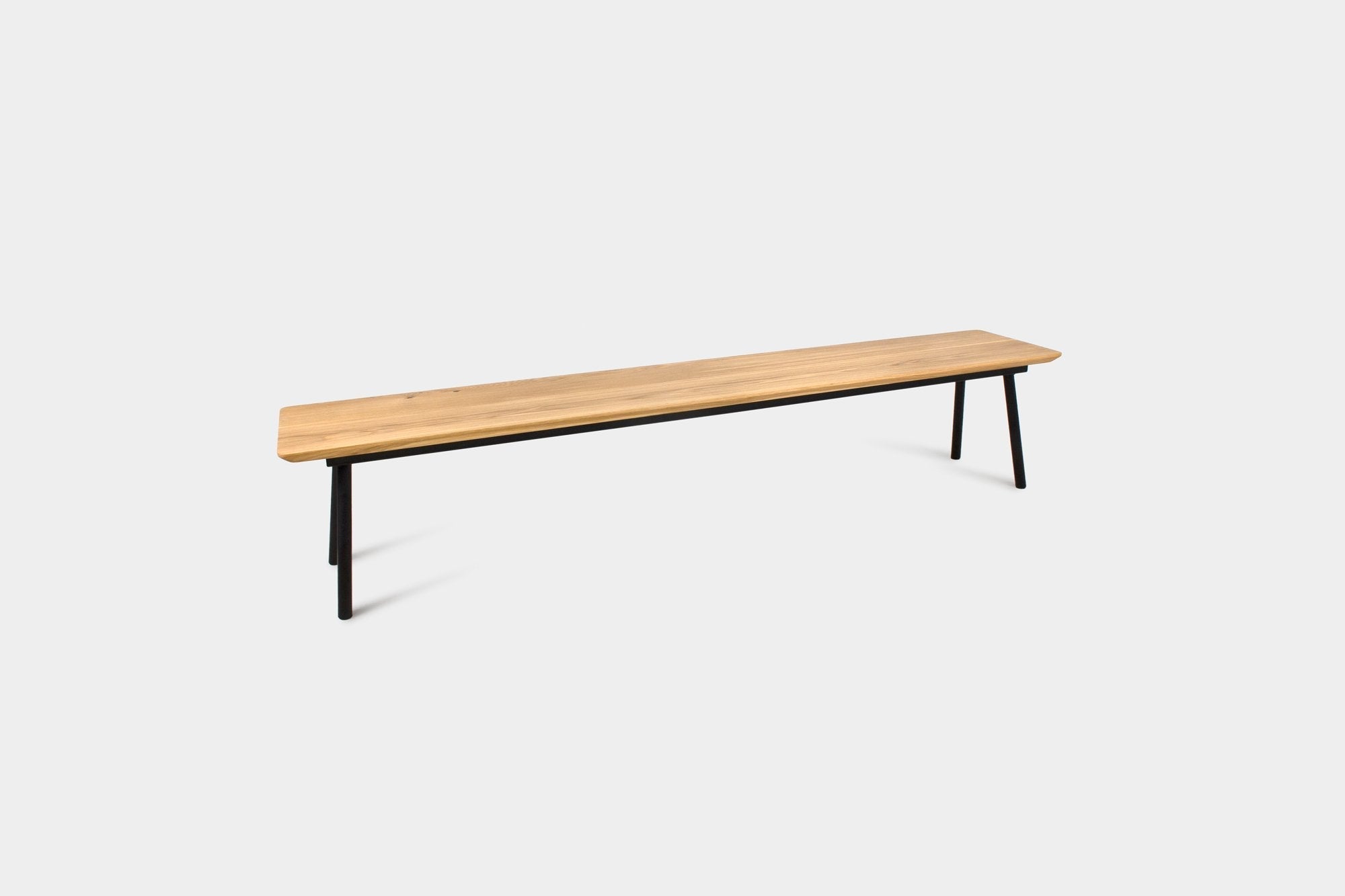 Mid Century Modern Oak Bench on Metal Legs | MARTA Bench-Hardman Design