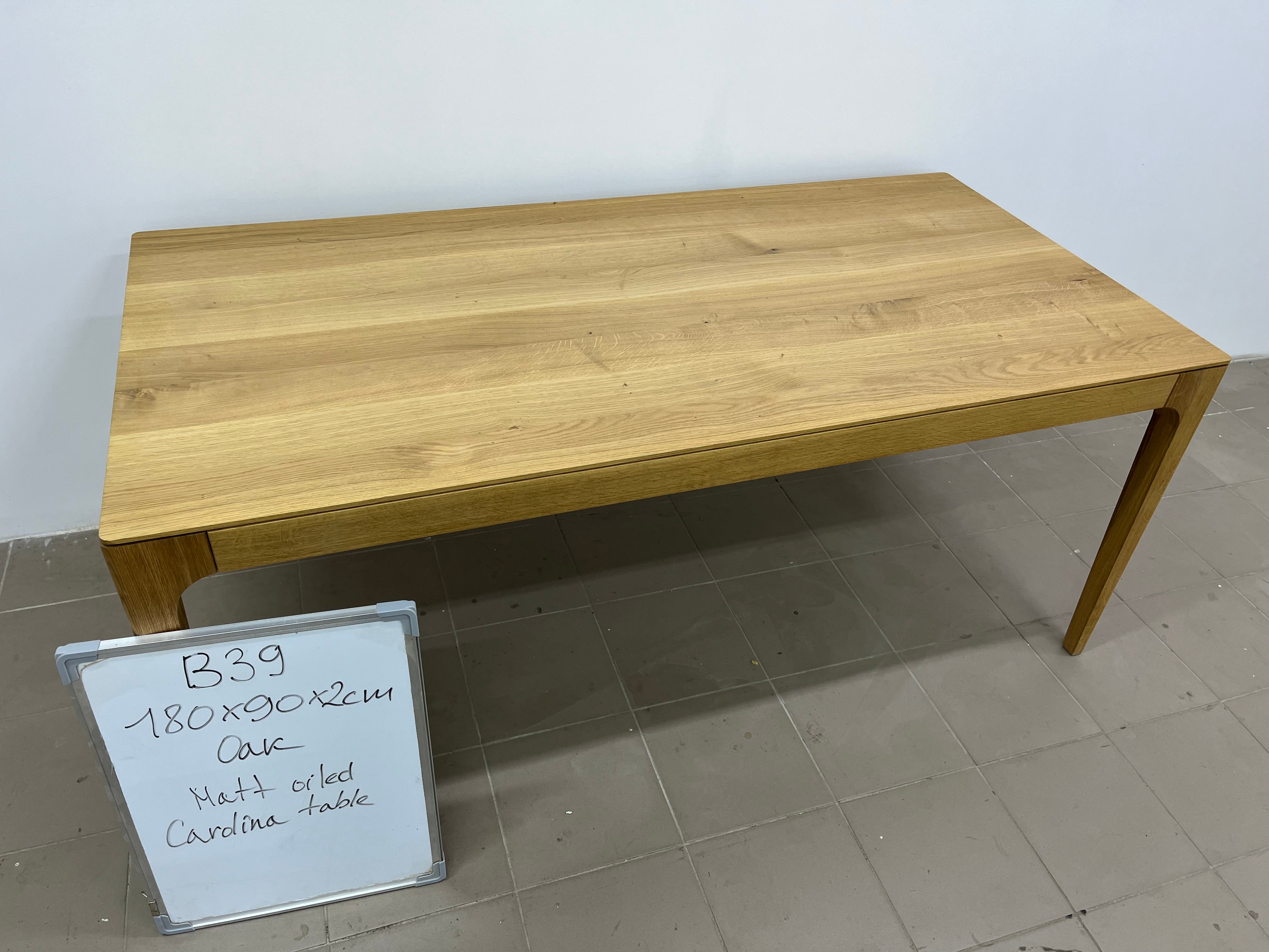 CAROLINA | Oak Table | 180 x 90 x 2 cm | B39 Stock